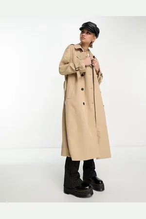 ONLY Double breasted trench coat in camel