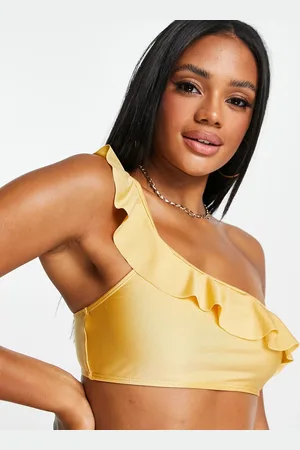 NA-KD Frilly one shoulder bikini top in