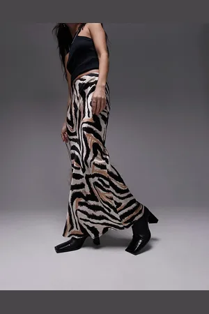 Topshop Animal print maxi bias skirt in