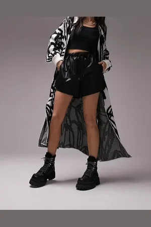 Topshop Faux leather runner short in