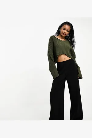 ASOS ASOS DESIGN Petite wide leg jersey suit trouser in