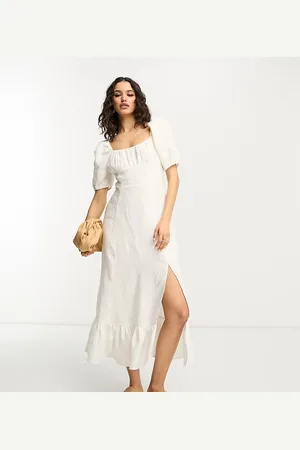 & OTHER STORIES Exclusive linen midi dress with split in off