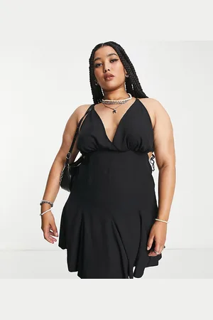 ASOS ASOS DESIGN Curve strappy plunge mini dress in