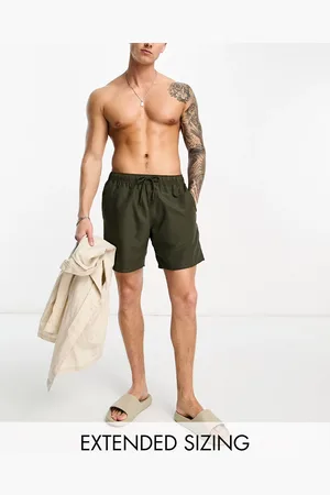 ASOS Swim shorts in mid length in khaki