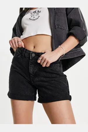 Noisy May High waist denim mom shorts in washed denim