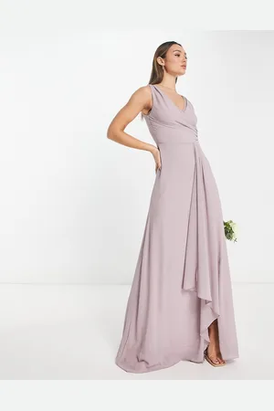 TFNC Bridesmaid chiffon maxi dress with split front in