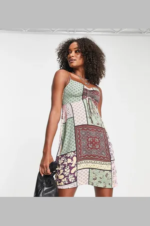 VIOLET ROMANCE Cami mini dress in patchwork print