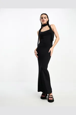 Bershka Strappy slinky maxi dress in