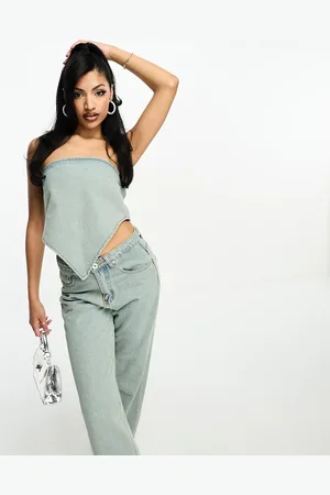 FAE Denim hankerchief top co-ord in dirty bleach
