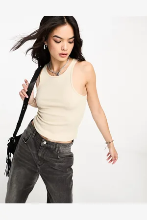 ONLY Ribbed tank top in stone