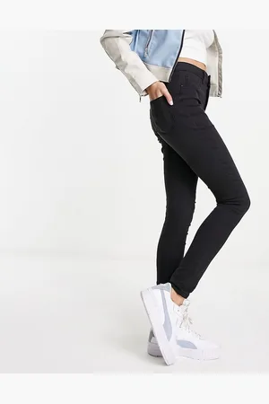 JDY High waist skinny jeans in washed black