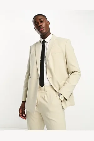 New Look Double breasted skim suit jacket in oatmeal