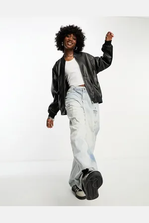 Noisy May Faux leather bomber jacket in
