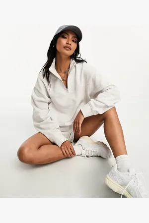 ASOS Half zip sweatshirt in ice marl