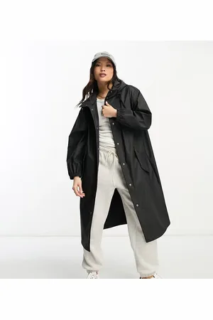 ASOS ASOS DESIGN Petite rubberised rain parka coat in
