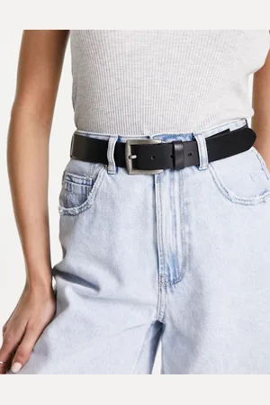 Pieces® Leather buckle belt in