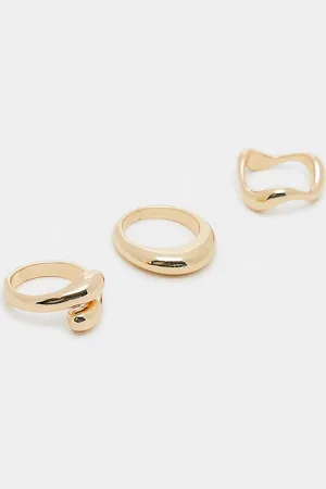 ASOS Pack of 3 rings with mixed minimal designs in tone
