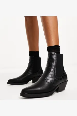 ONLY Faux croc detail western boot in