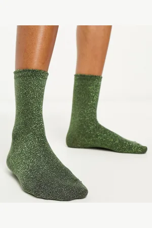 Pieces® Glitter socks in olive