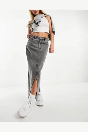 Monki Midi denim skirt in