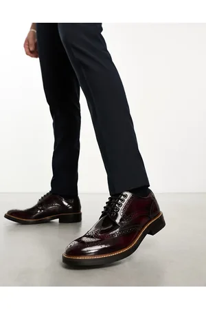 Base London Woburn Hi-Shine Brogue Shoe in Wine