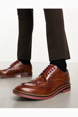 Base London Woburn Hi-Shine Brogue Shoe in Tan