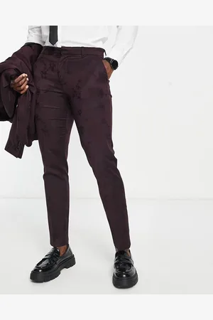 New Look Skinny suit trouser in burgundy jacquard