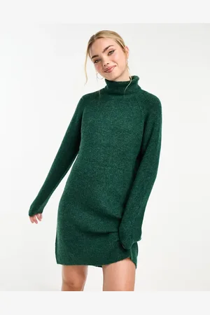 Pieces® Roll neck mini jumper dress in dark