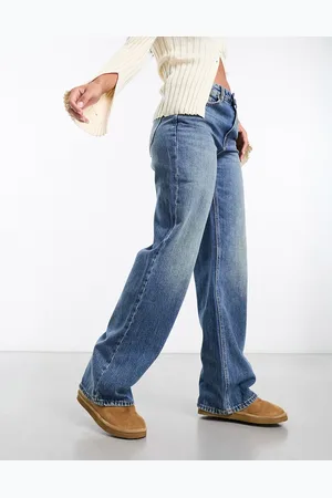 Stradivarius Wide leg dad jean in dark vintage wash