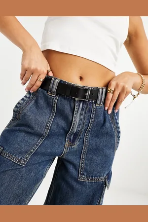 ASOS Leather silver buckle waist and hip jeans belt in