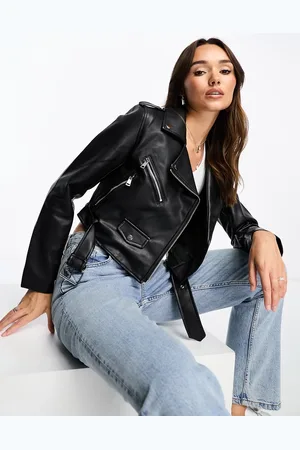 Stradivarius Faux leather biker jacket in