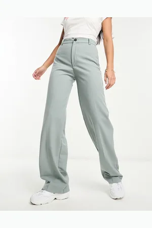 Pull&Bear High waisted tailored straight leg trouser in pale blue