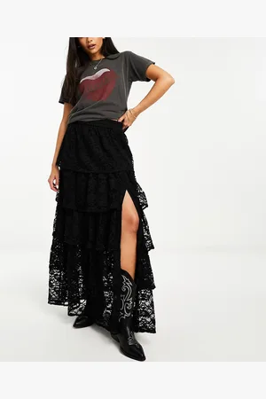 Miss Selfridge Petite poplin tiered maxi skirt in khaki