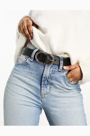 ASOS Waist and hip jeans belt with gold buckle in