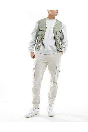 Only & Sons Slim fit tapered cargo in ecru