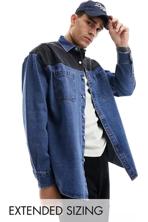 ASOS 90s oversized shirt with black contrast detail in dirty wash
