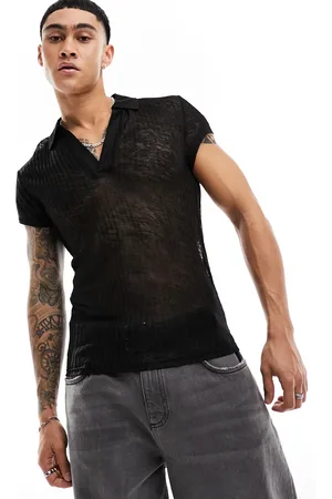 ASOS Muscle fit textured polo with cap sleeves in