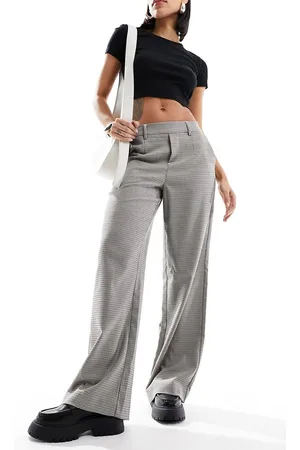 Object Tailored wide leg trousers in check
