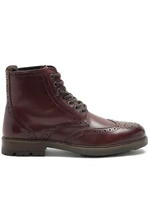 Thomas Crick NESSER brogue lace-up leather ankle boots in cherry