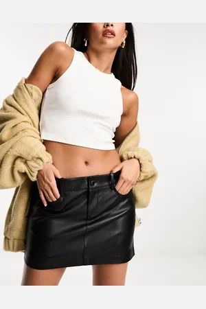 MANGO Faux leather mini skirt in
