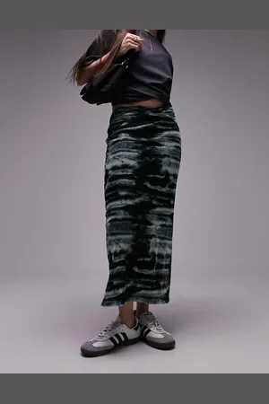 Topshop Jersey ruched waist skirt in blurred print