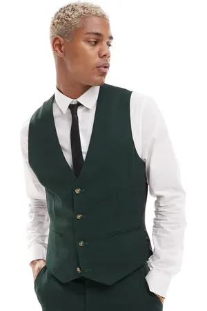 ASOS Wedding superskinny suit waistcoat in forrest microtexture