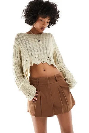 Daisy Street Mini pleated skirt in tan
