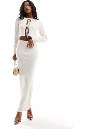 Simmi London Simmi knitted maxi skirt co-ord in cream