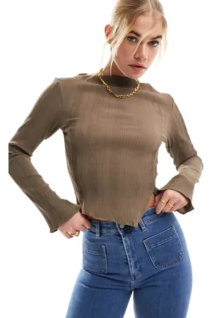 & OTHER STORIES Plisse top with split detail in mole