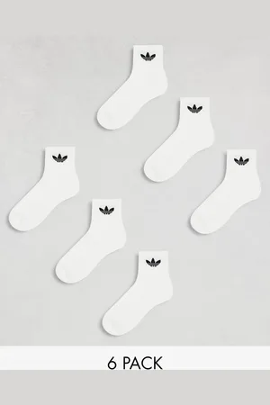 adidas 6 pack trefoil ankle socks in white