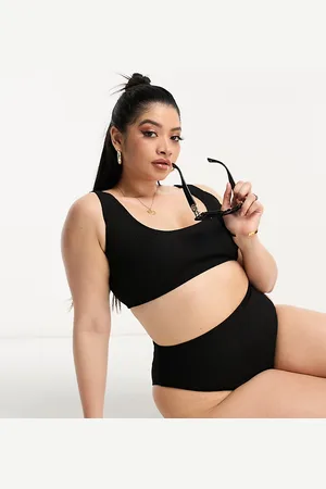 ASOS Curve Amy mix and match crinkle skinny scoop crop bikini top in