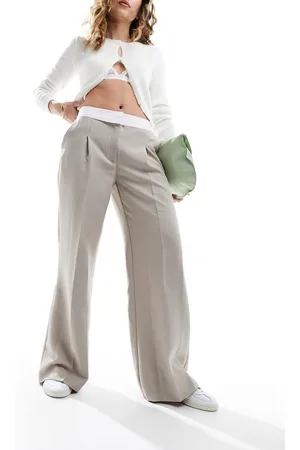 Miss Selfridge Fold over waistband trouser in stone