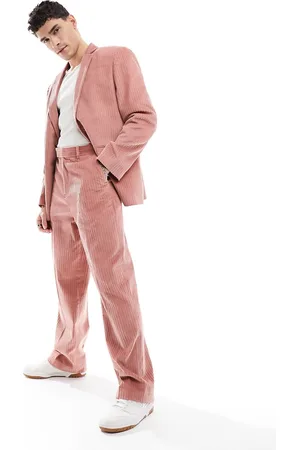 ASOS Wide suit trouser in coral pink cord