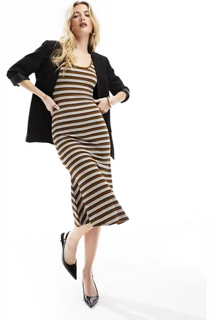 Urban Revivo Midi striped racer dress in